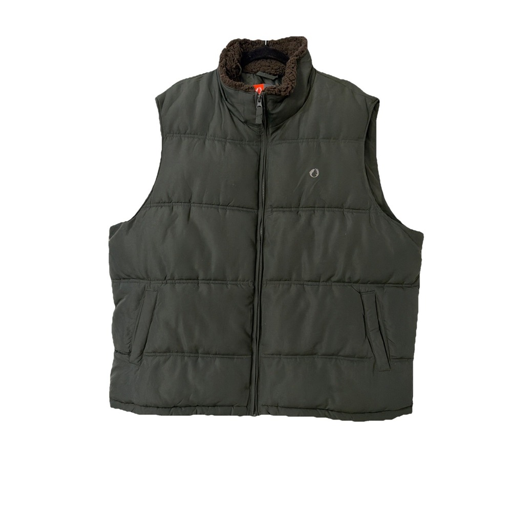 The American Outdoorsman Vest Men's Size XXL Olive Green Sherpa Mock Neck New